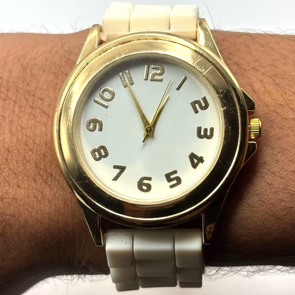 Gold & White Men's Watch